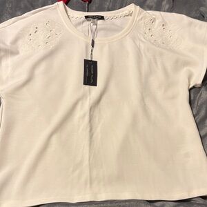 Cable & Gauge Cream Embroidered Blouse